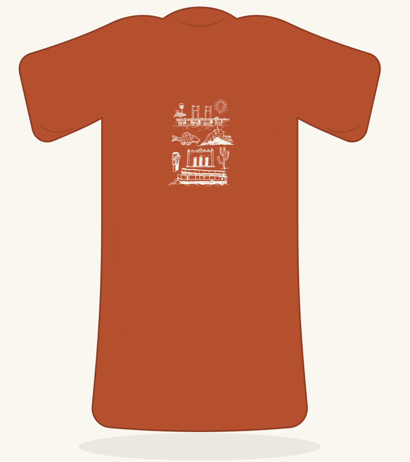 Camiseta Oversized Rivum — estampa nas costas, cor Terracota